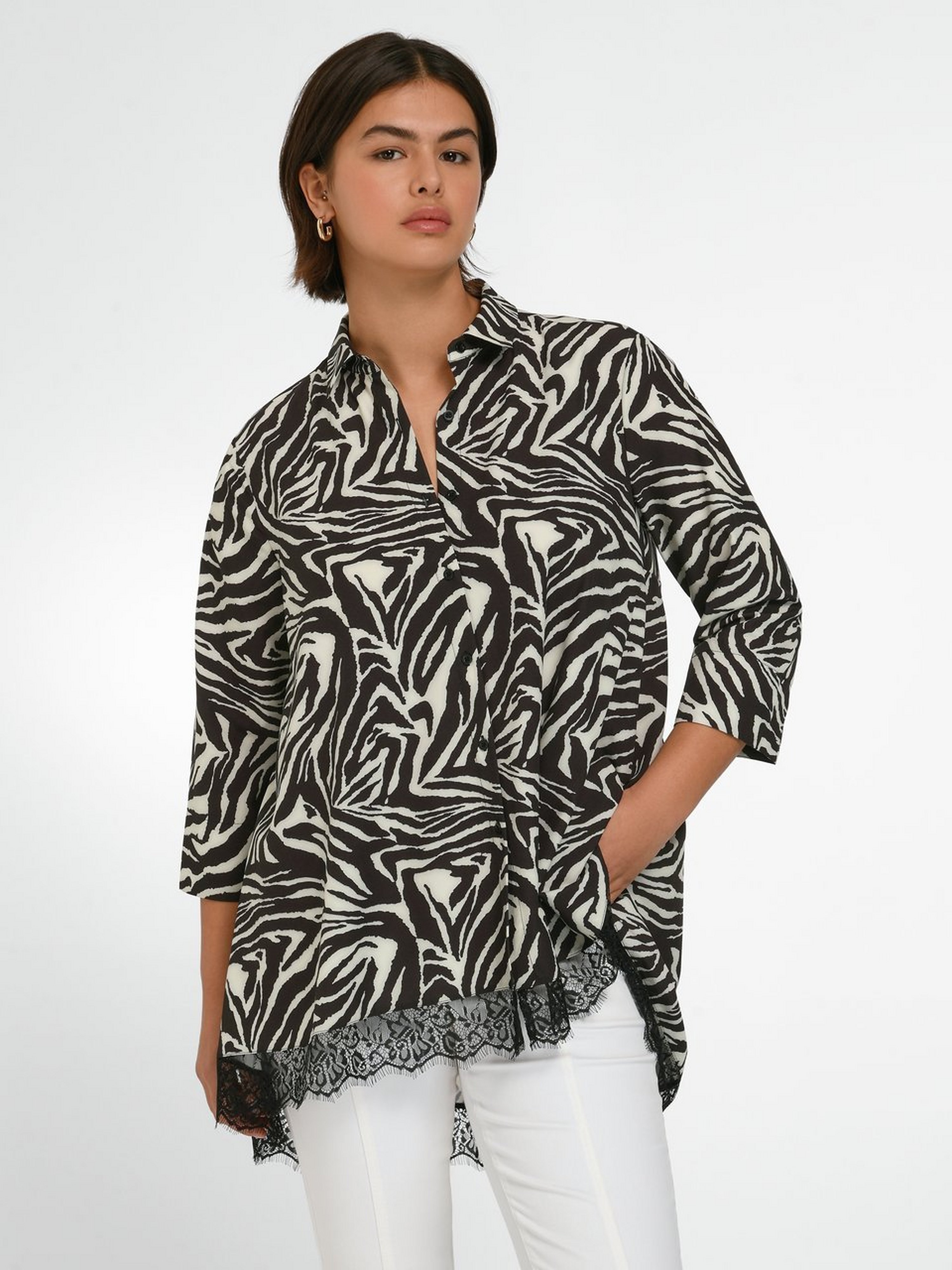 Long-Bluse mit 3/4-Arm
