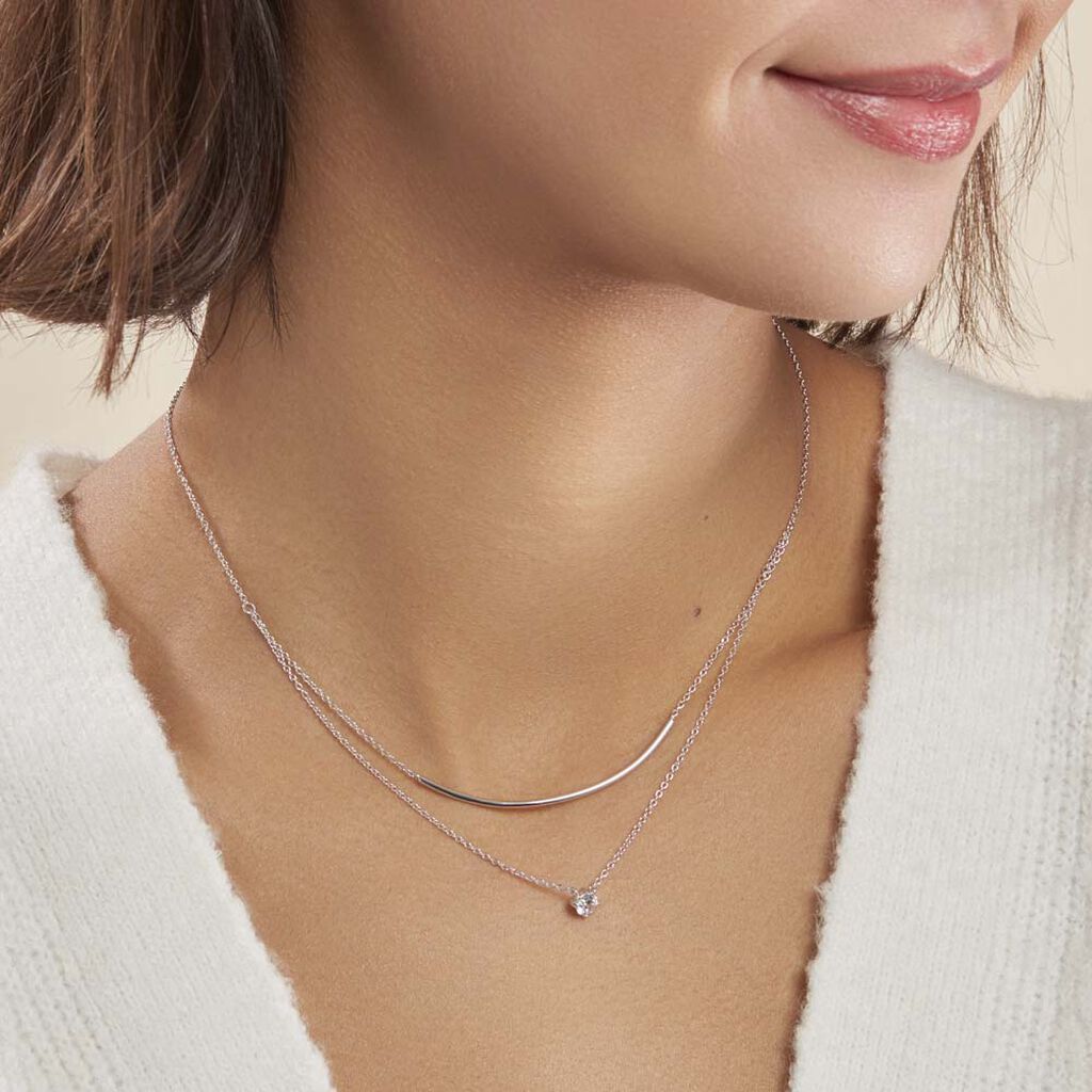 Collier Ruth Argent Blanc Oxyde De Zirconium