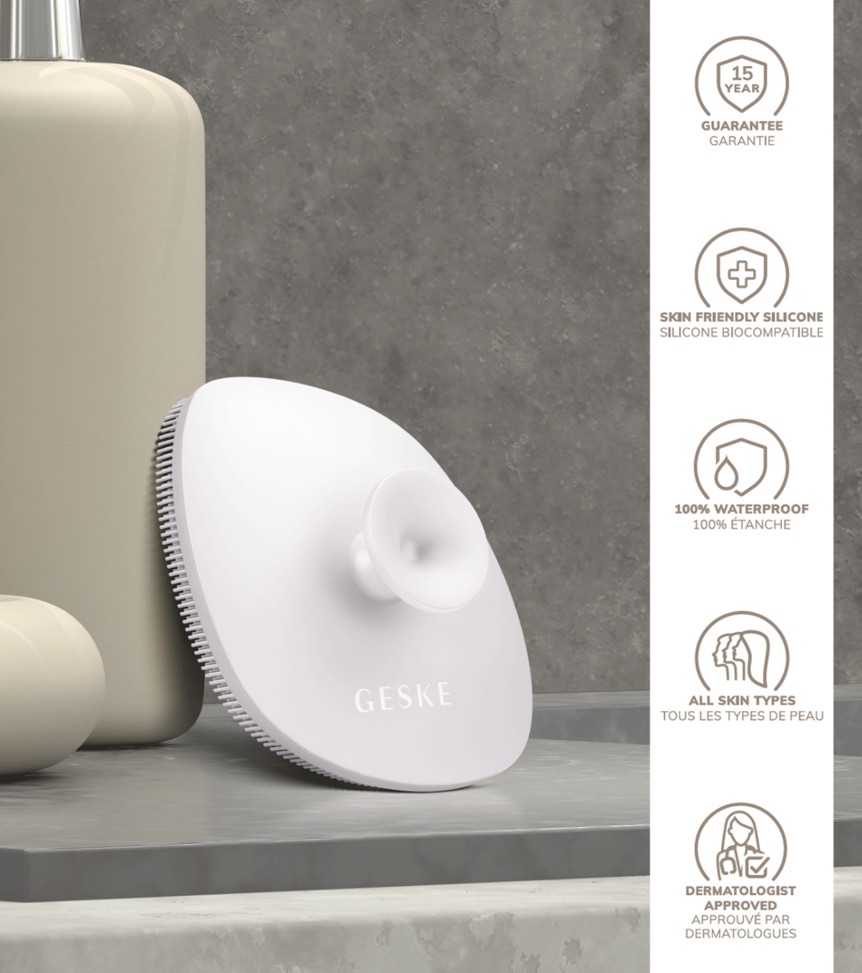 GESKE - escova de limpeza facial 4 em 1 - Branca