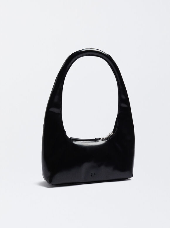 Bolsa de ombro em couro envernizado - Preta