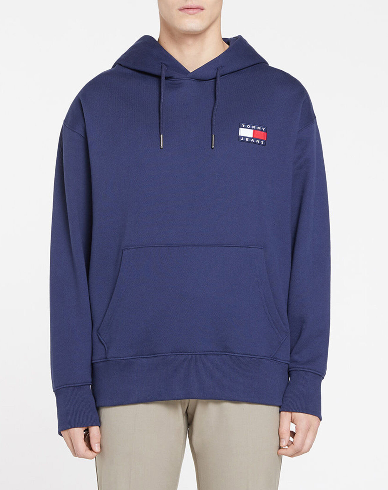 Tommy Jeans Sweat 100% Coton Bio à capuche badge bleu marine