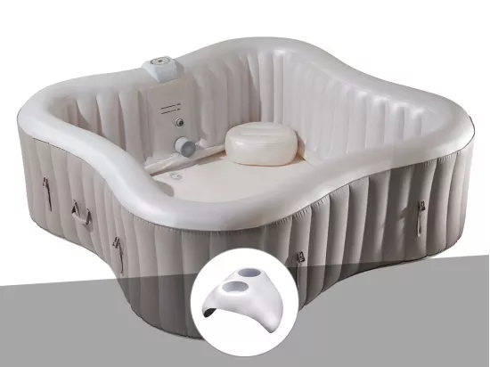 Kit spa gonflable Infinite Spa Élite Plus trèfle Bulles 4 places + Porte verre
