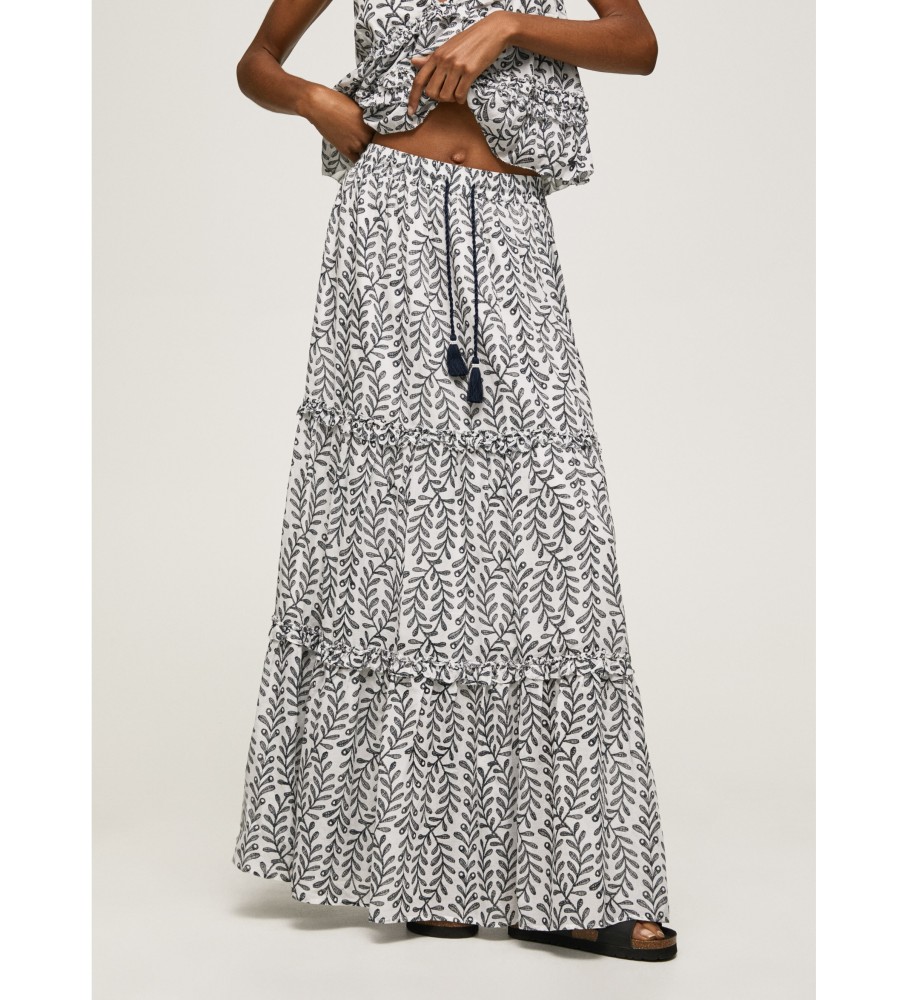 Saia Pepe Jeans Prinella branca e preta