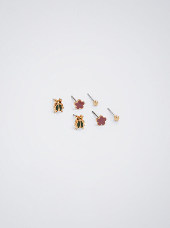 Conjunto de brincos multicoloridos - Multicor