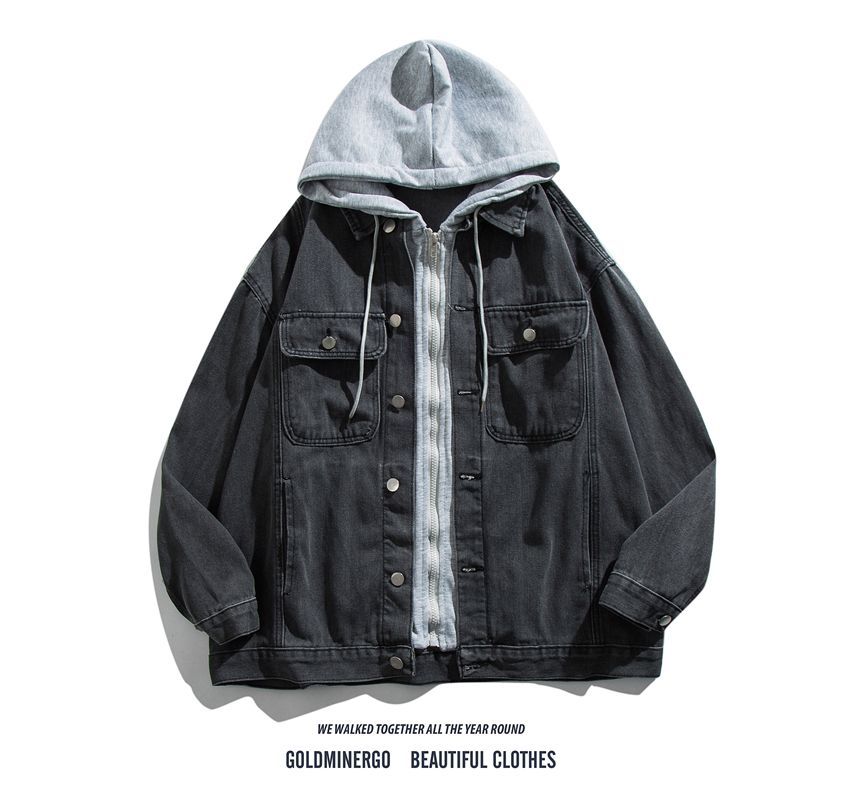 Yelmenor - Tweedelig gewassen denimjack met capuchon