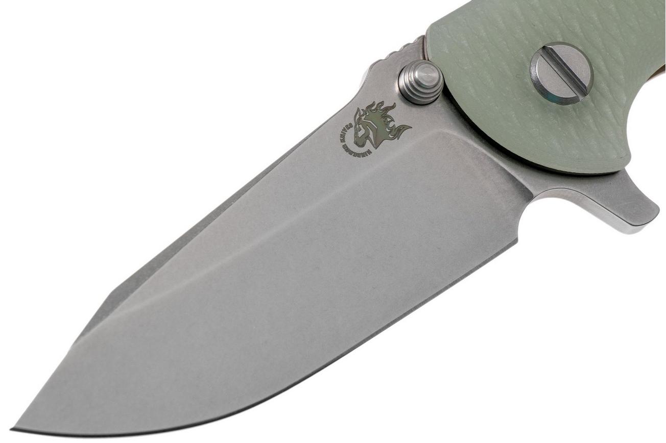 Rick Hinderer Jurassic Spearpoint 20CV Stonewash Bronze Translucent Green G10 zakmes
