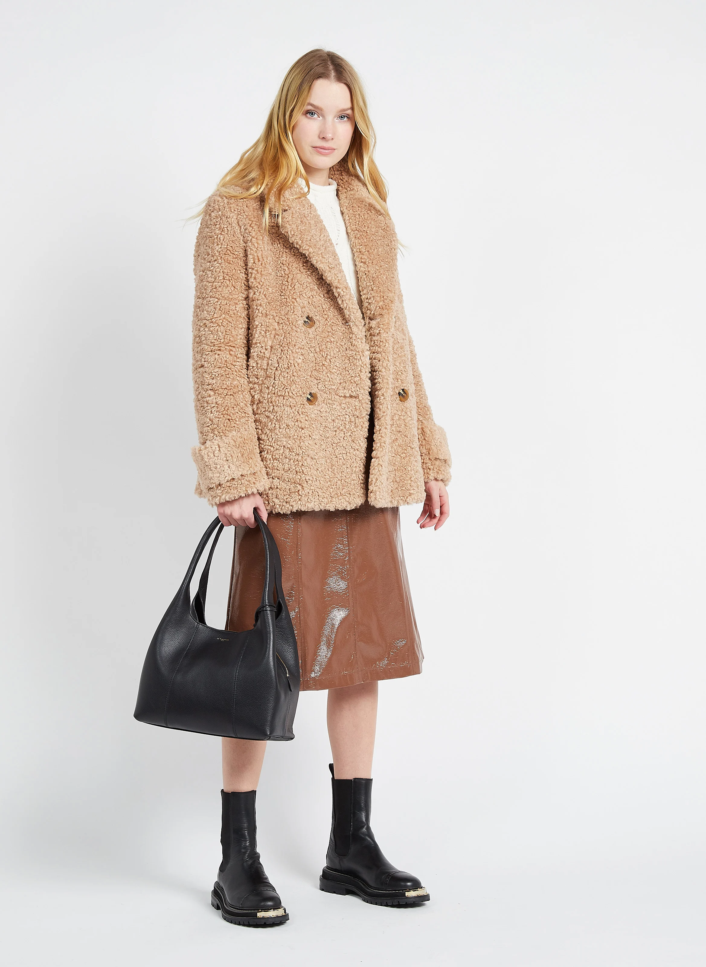 JULIETTE - Sac porté épaule en cuir grainé| Noir