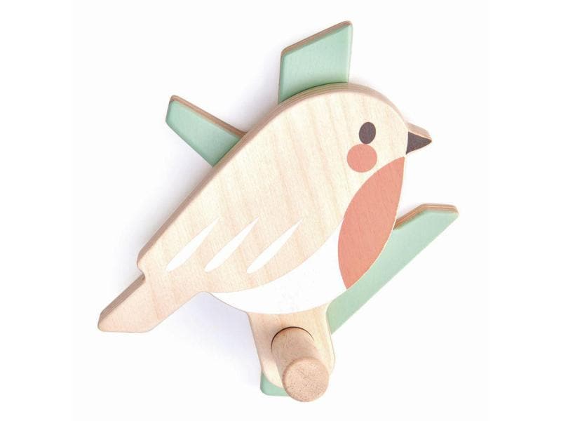 tender leaf toys Garderobe Waldkleiderhaken Vogel  x , Beig Charmantes Rotkehlchen