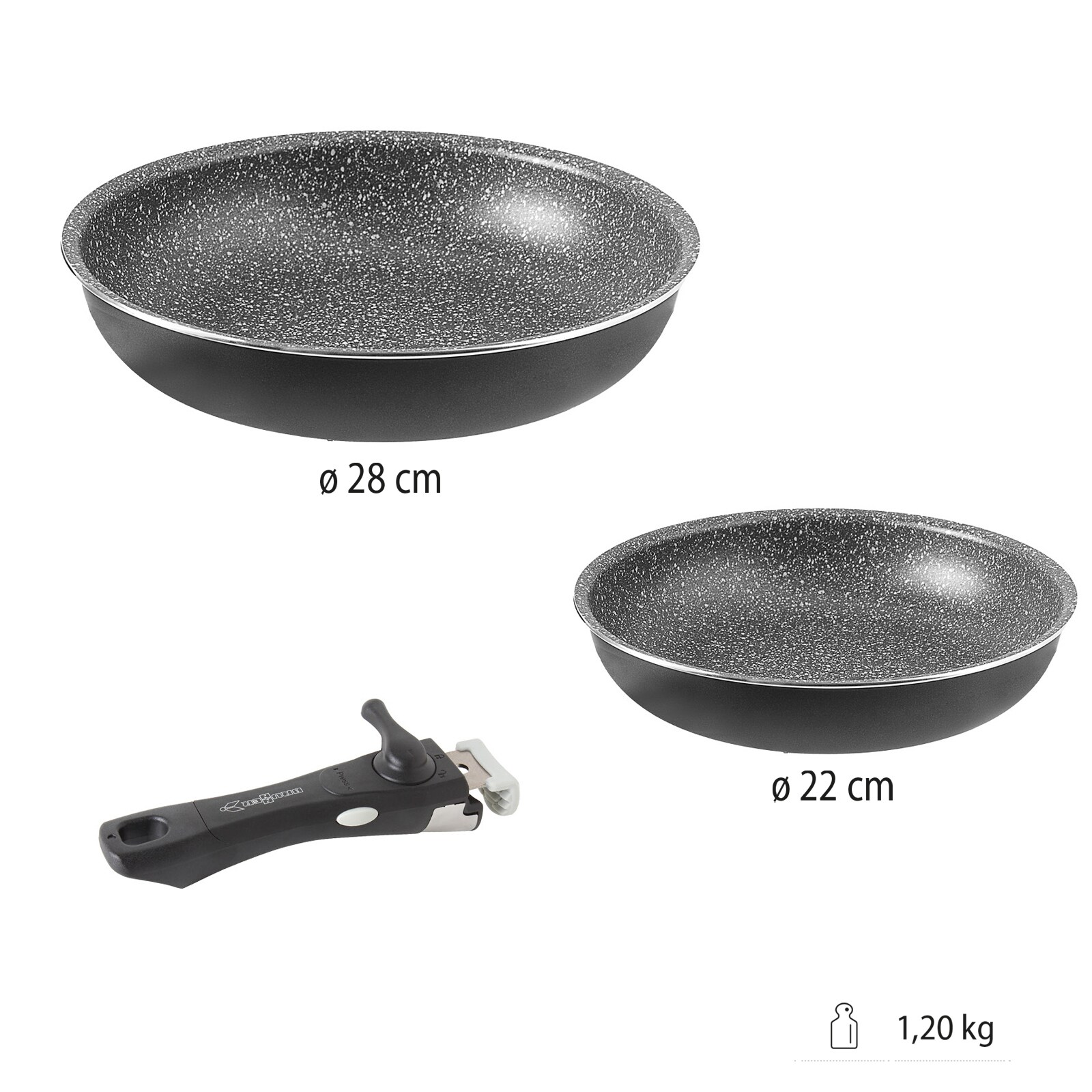 BRUNNER Pfannen Set Pirate Pan 3 Stone Rock Outdoor Camping Bratpfanne Ø22/28 cm