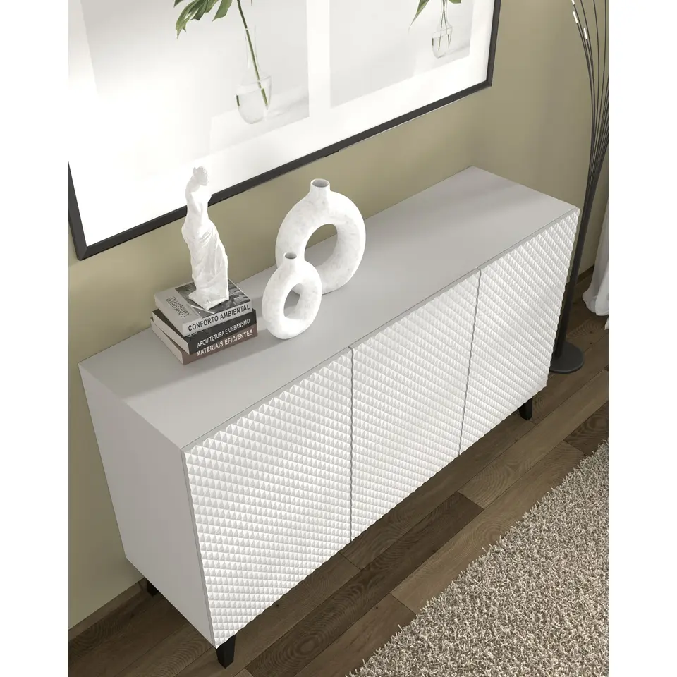 Dressoir Ravenna PC 150 3D glanzend wit (fronten) deuren gefreesd