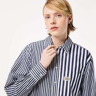 Chemise rayée en popeline de coton Chemises & Hauts - Bleu - Lacoste - Femme
