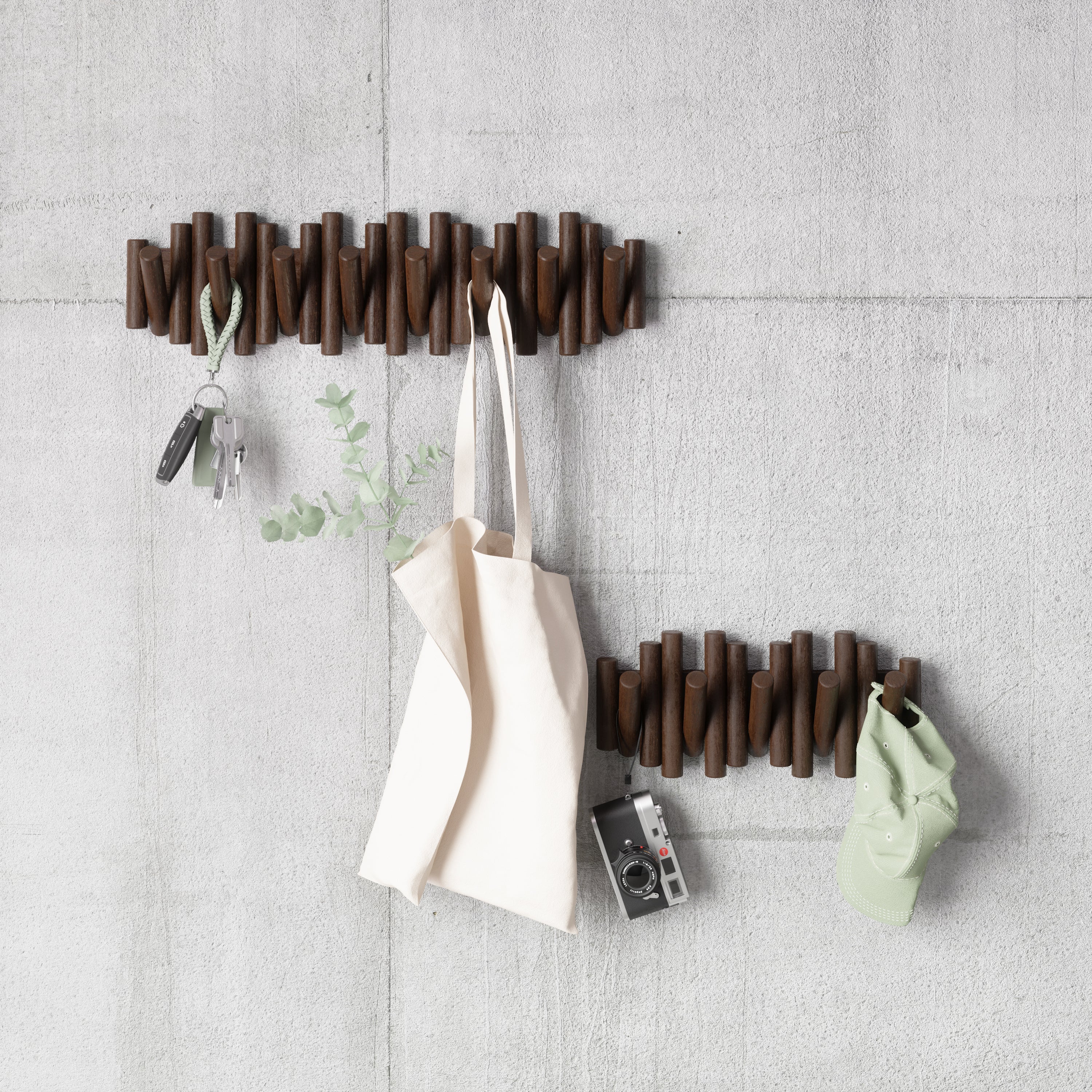 Umbra Picket Rail Hook Wandkapstok B 61 cm - Walnoot