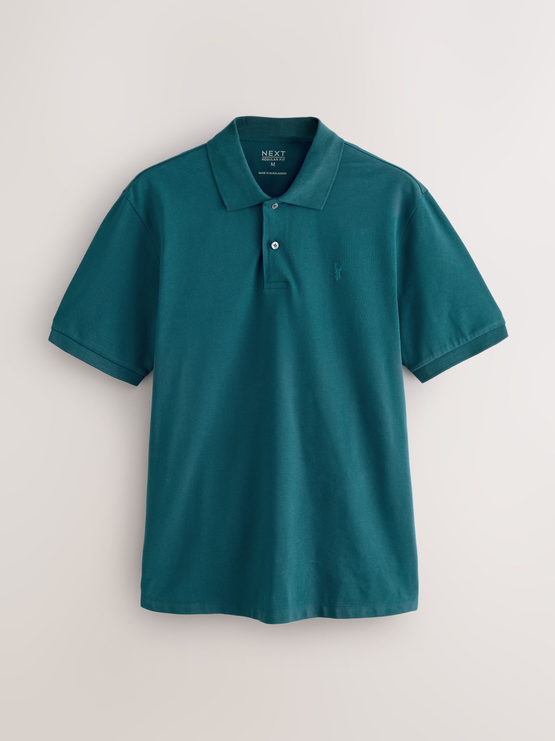 Blauwgroen - Normale Pasvorm - Long-Sleeve Pique Polo Shirt