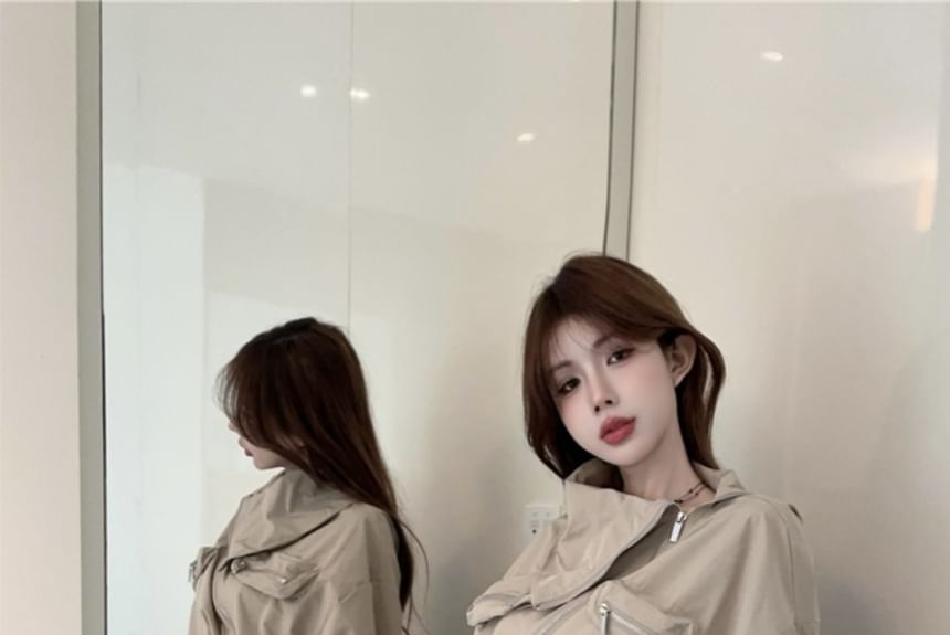 NENE - Set: Effen cropped jack met rits + High Rise Mini Pencil Skirt
