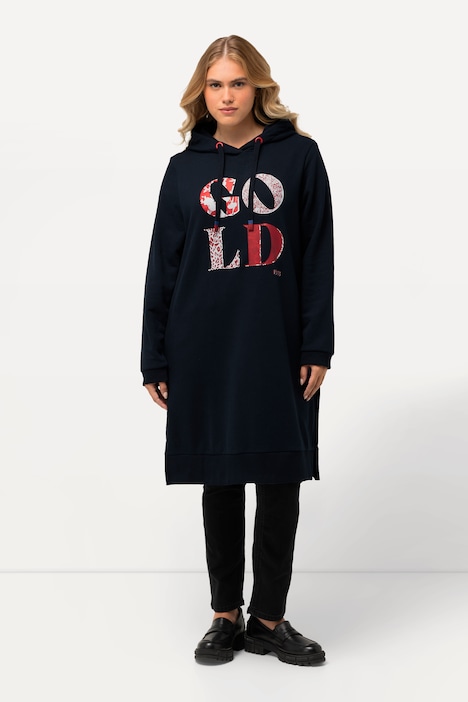 Long-Hoodie, Motiv GOLD, Kapuze, Langarm