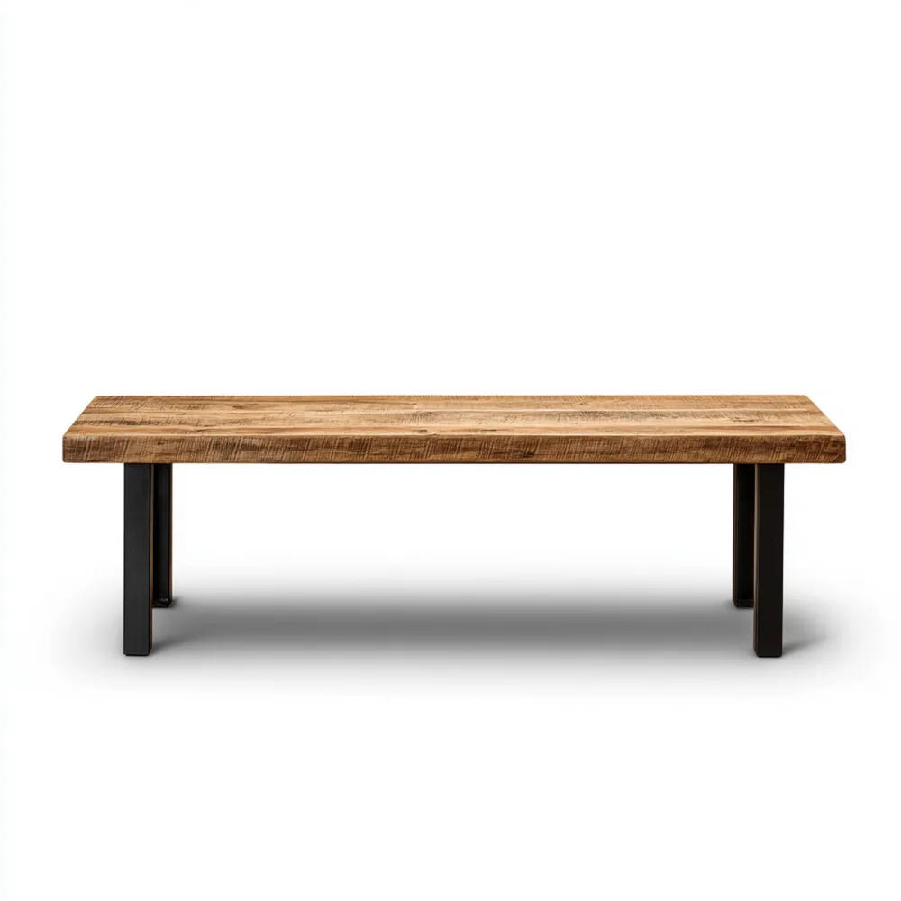 Esszimmerbank Massivholz 160x40x45 cm - Eiche/Schwarz - Industrielles