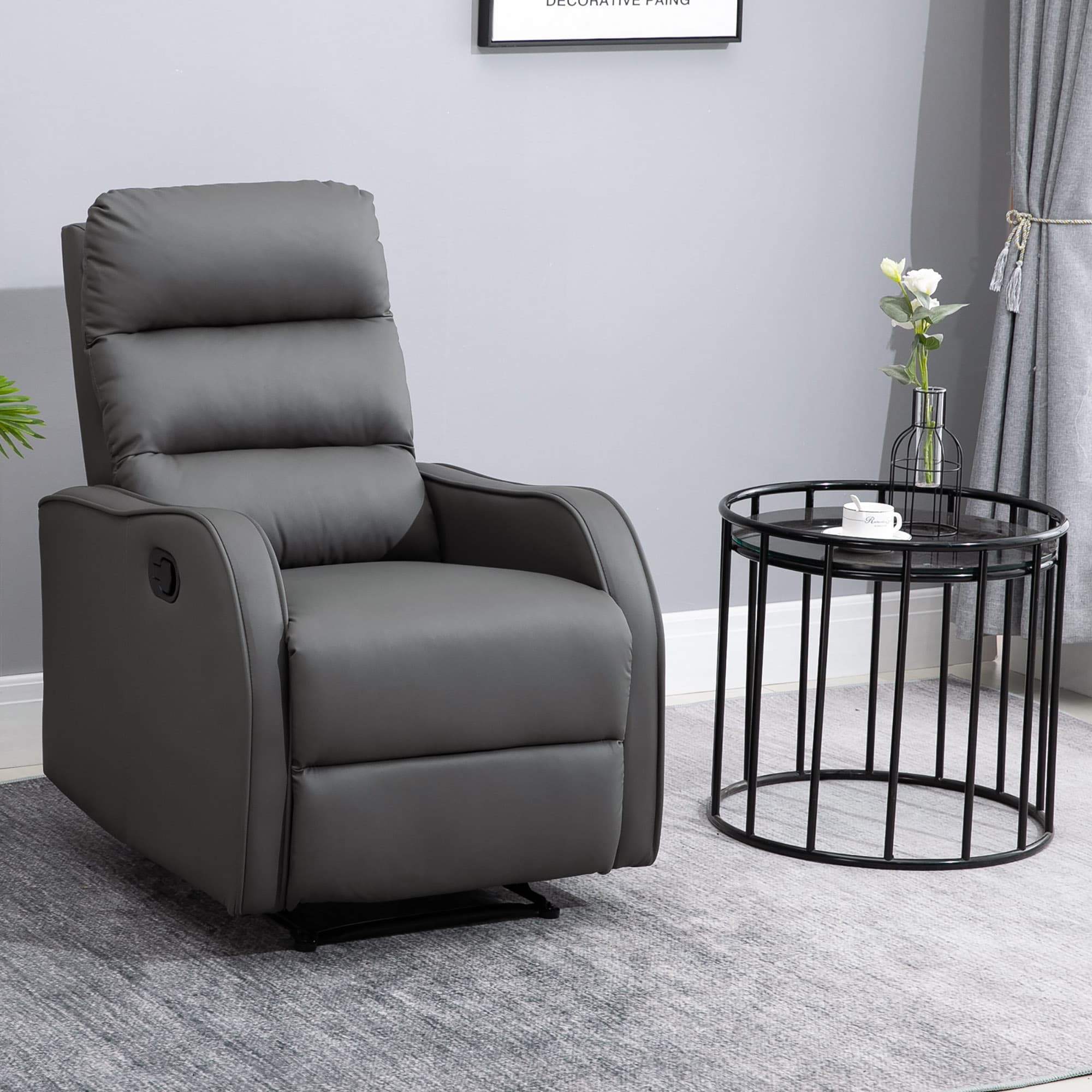 HOMCOM Relaxsessel mit Fußstütze grau 89L x 65B x 100H cm