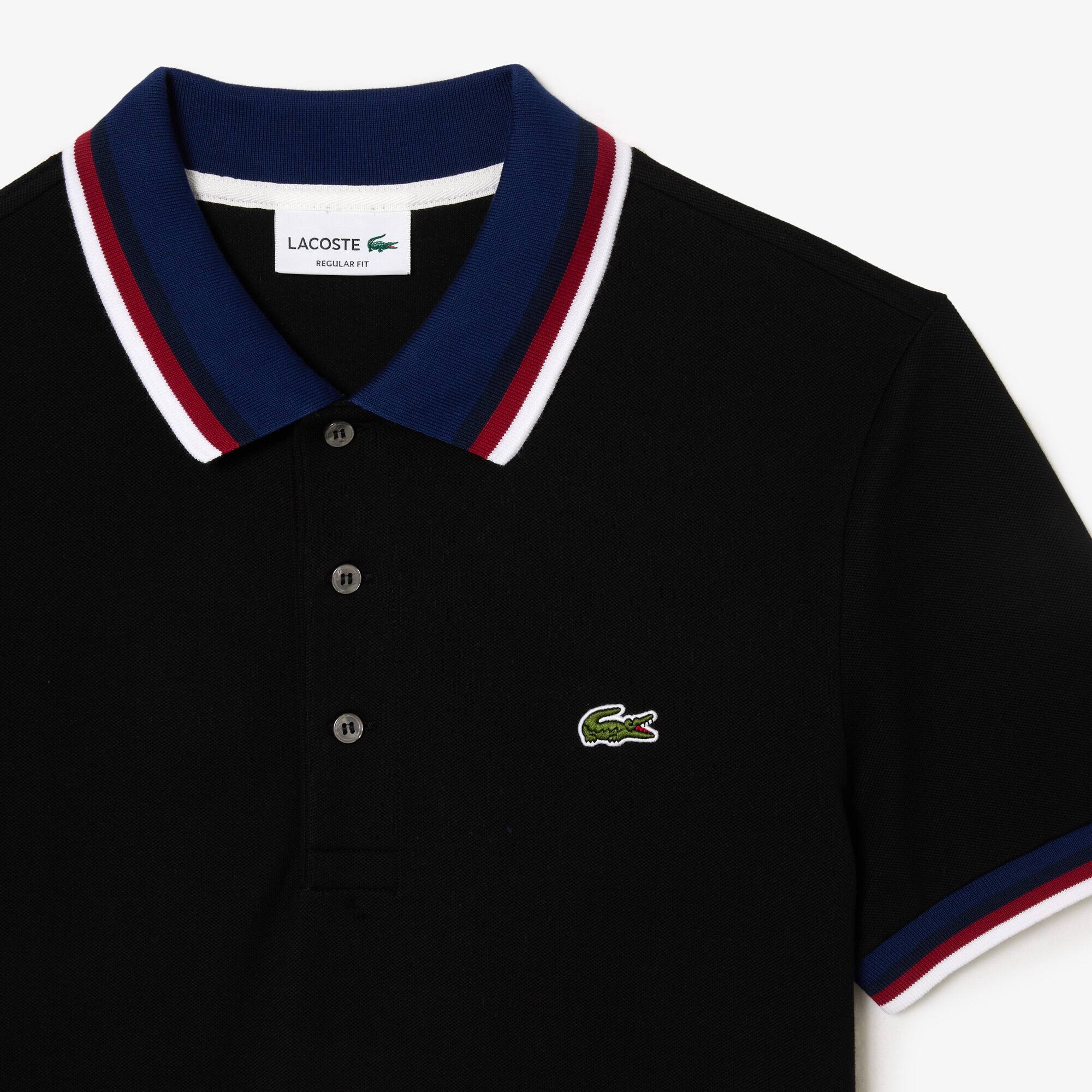 Poloshirt mit Kontrastkragen Kurze Ärmel - Schwarz - Lacoste - Herren