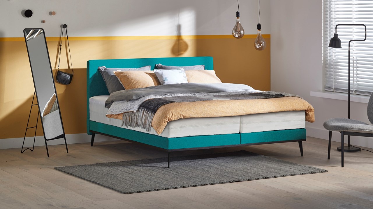 Boxspring Viggo met Silver Pocket Deluxe Foam matras towel groen