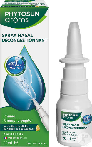Phytosun Arôms Spray Nasal Décongestionnant Huiles Essentielles Rhinosinusite/Rhinite 20ml
