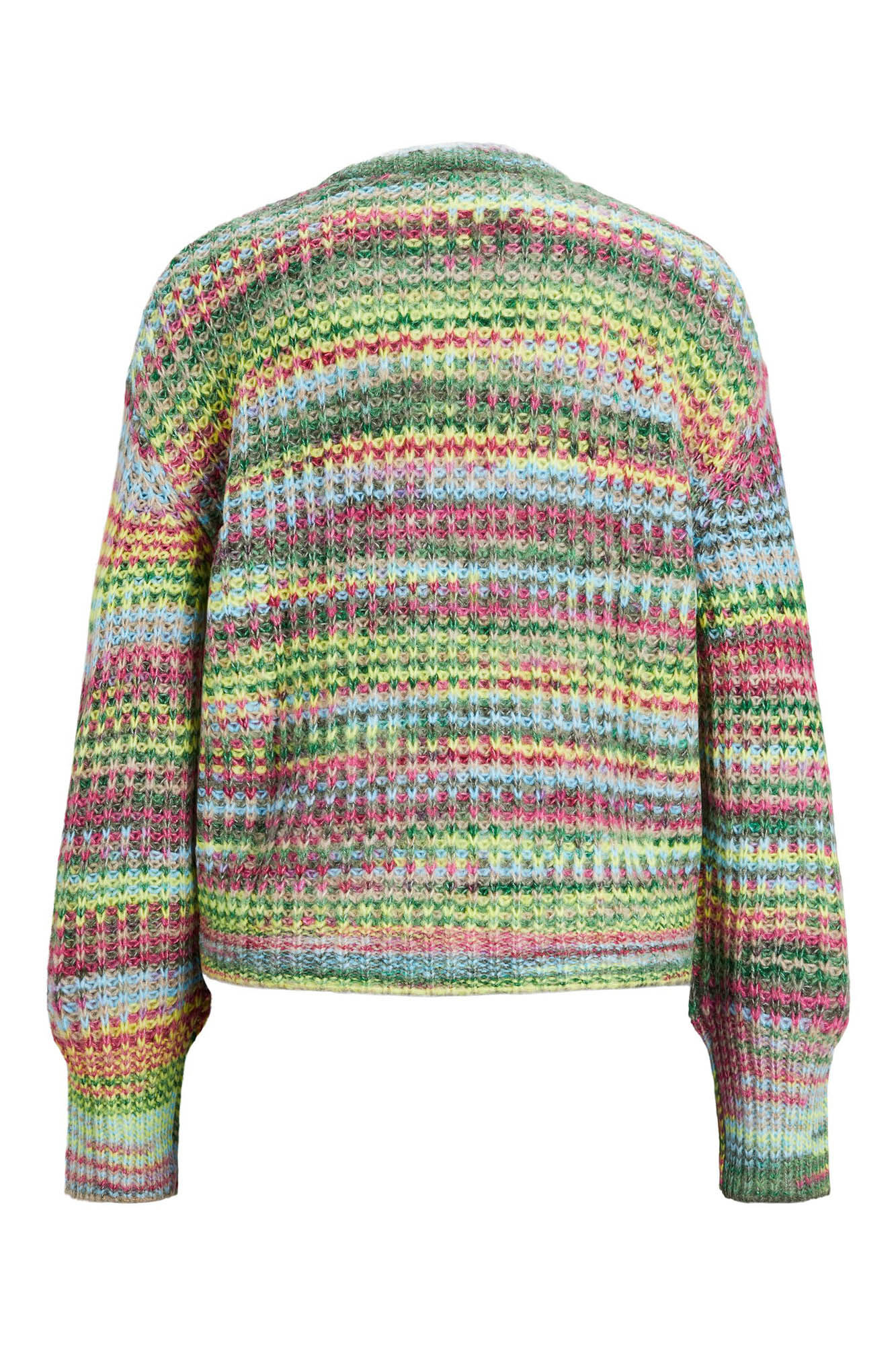 Suéter feminino multicolorido de tricô médio
