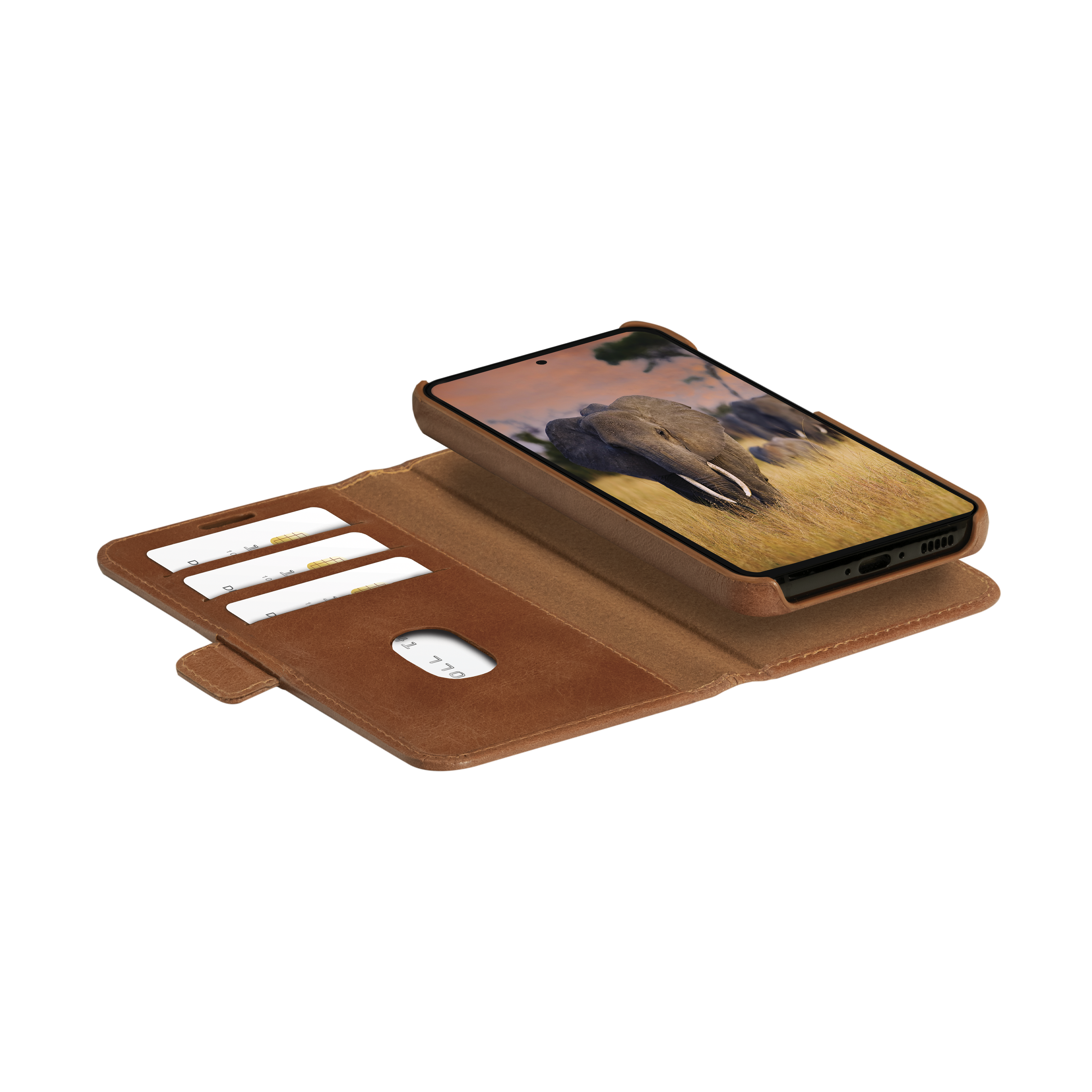 Samsung Galaxy S24 Ultra 2in1 Wallet Case Echtleder Tasche mit RFID Schutz Lynge (LYSUGT006042) - Tan