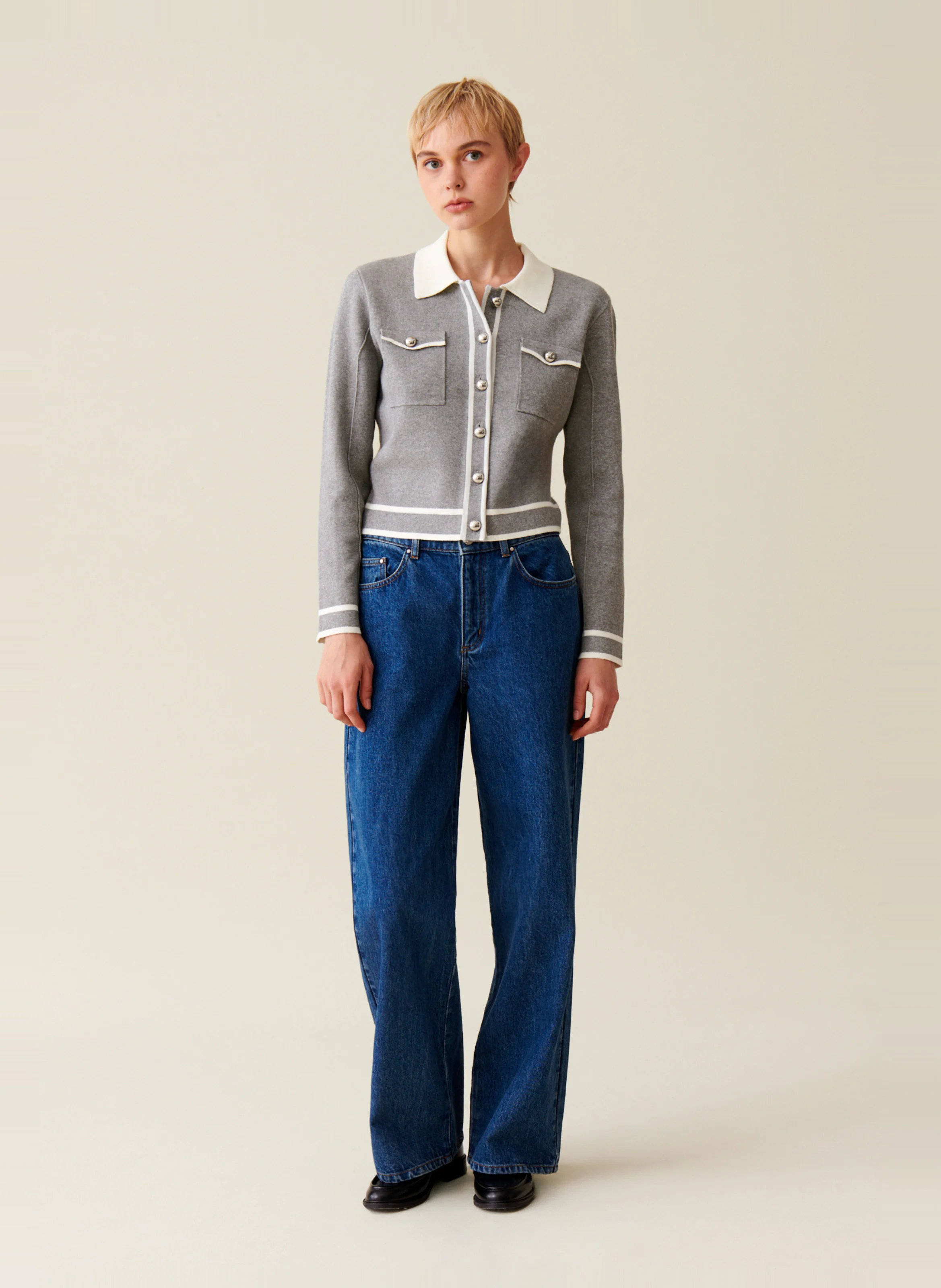 Cardigan droit à col classique | Multicolore