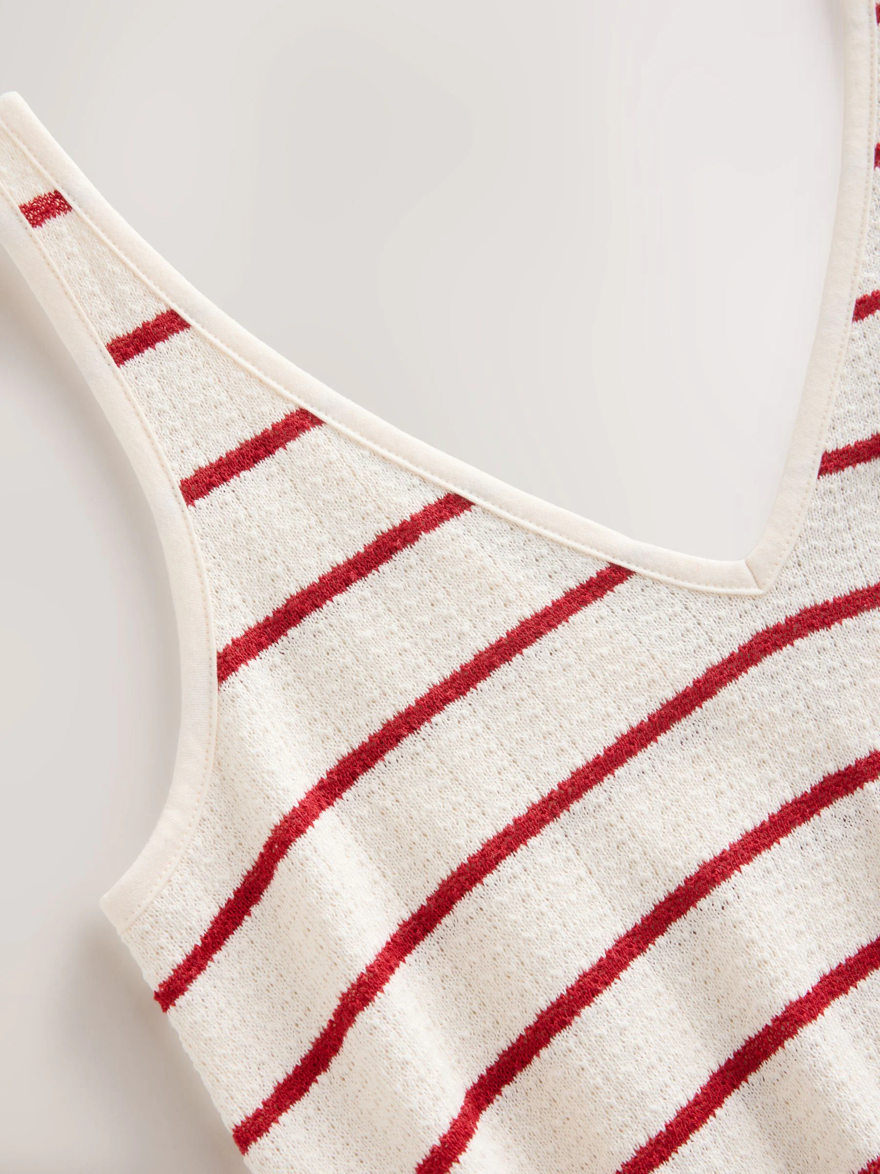 Rood/ecru - Jersey playsuit met V-hals