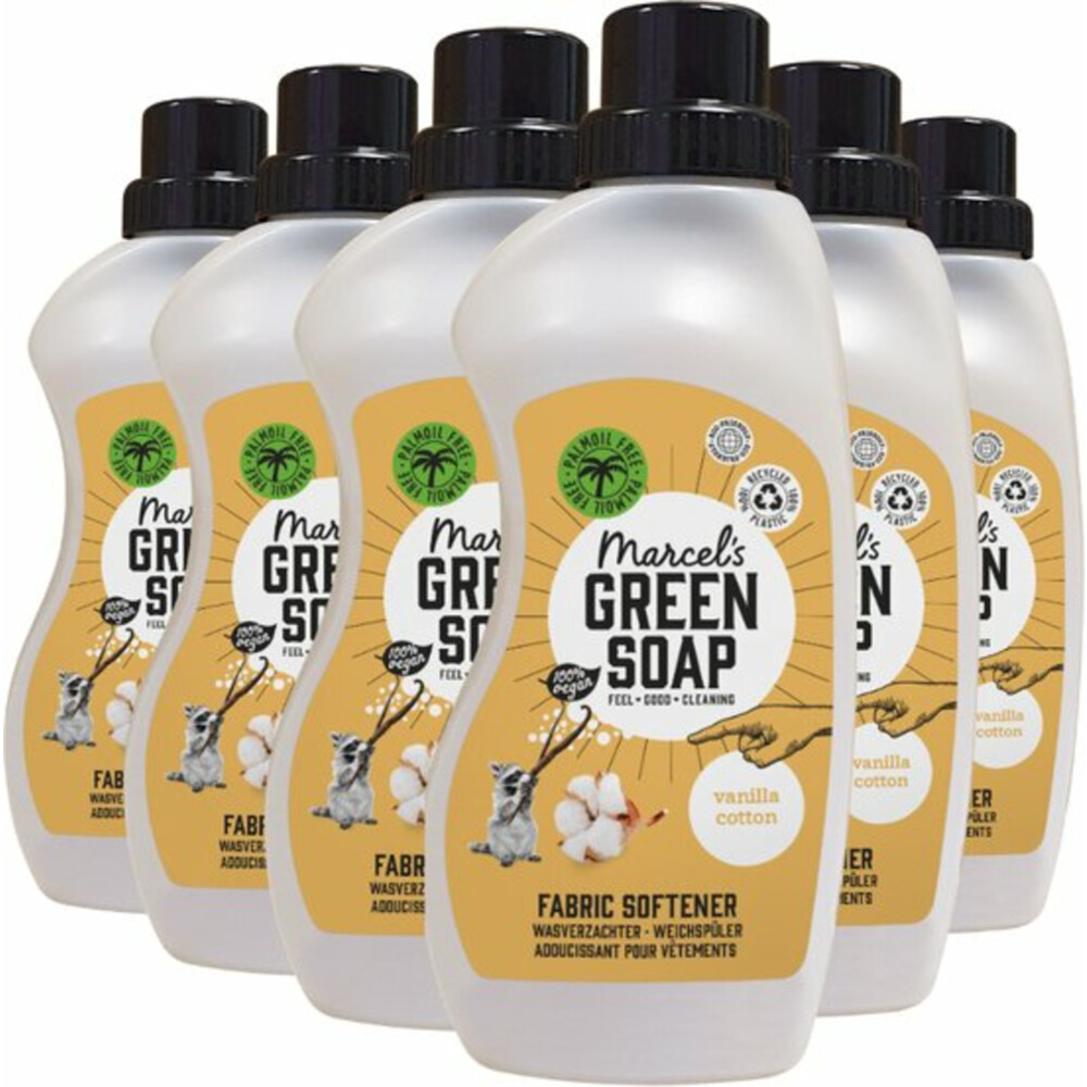 6x Marcel's Green Soap Wasverzachter Katoen & Vanilla 30 Wasbeurten750 ml