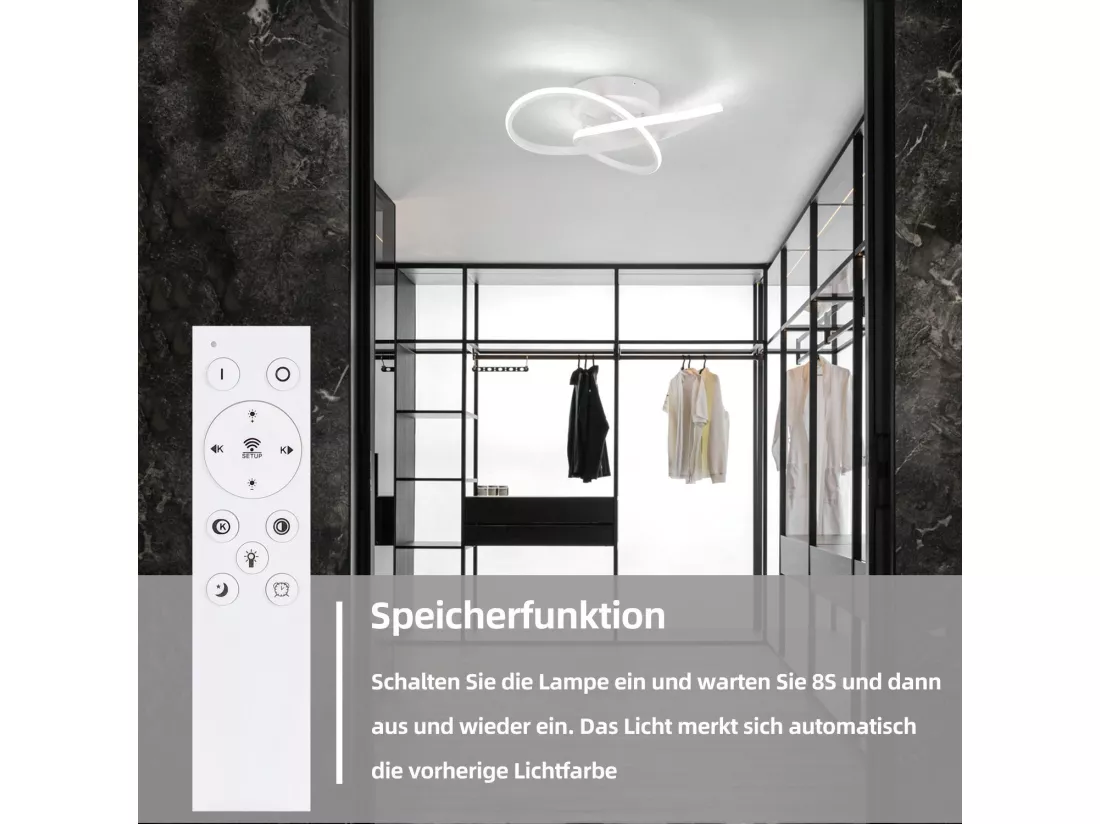NETTLIFE Plafonnier LED Blanc Dimmable 40CM Moderne avec Télécommande Lampe Design Géométrie 33W pour Salon Chambre Cuisine Couloir Studio