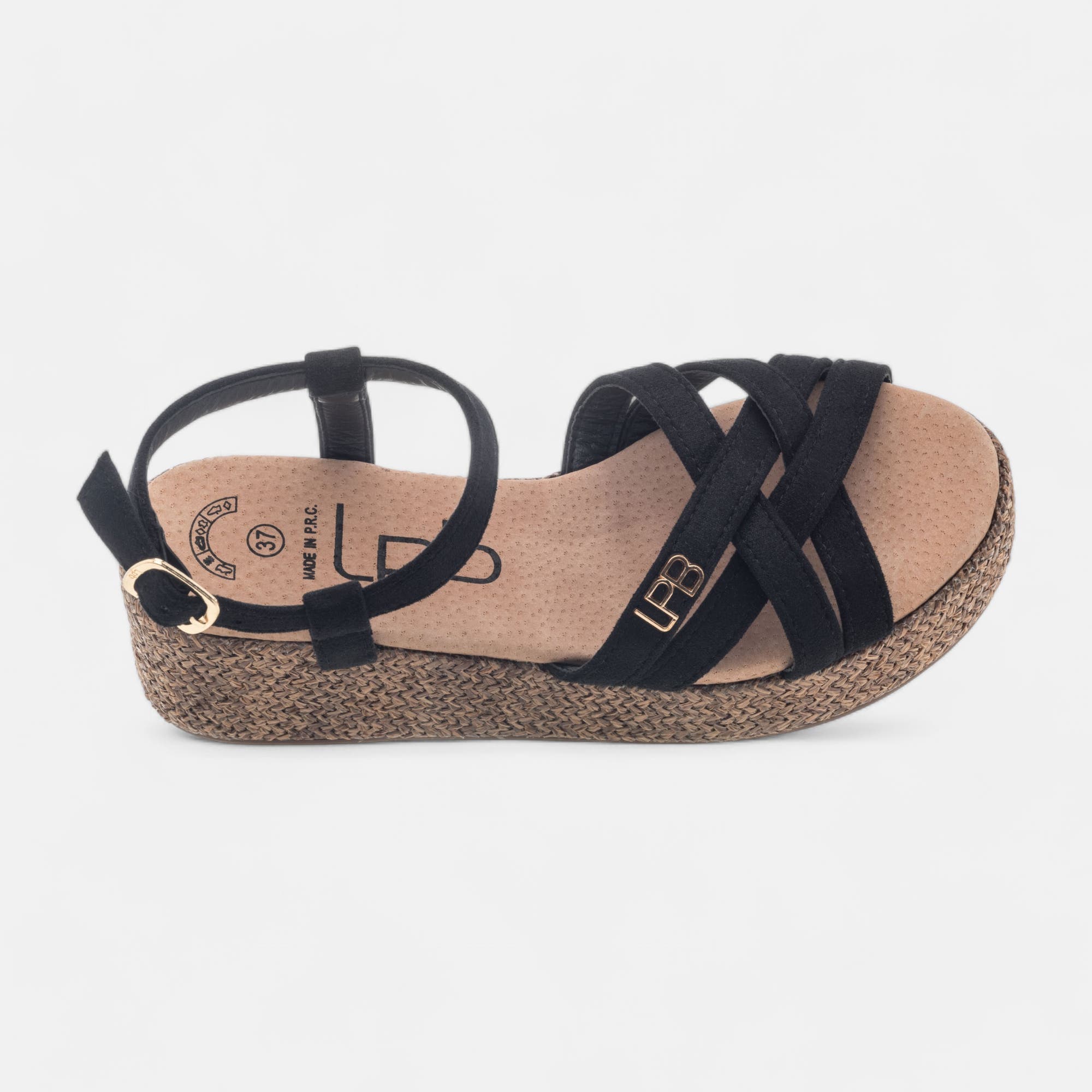 Nu-pieds à talon compensé Femme noir