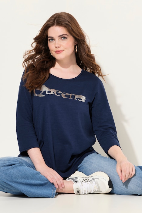 T-Shirt, Queens, A-Linie, Rundhals, 3/4-Arm