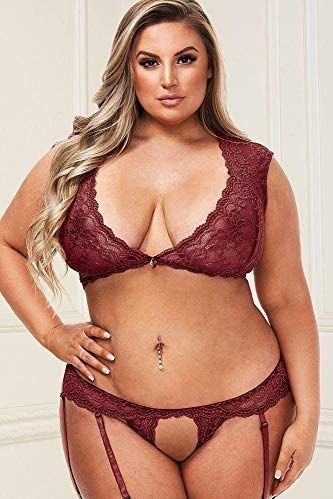 Sexy Lace - BH & String Set - Wijn Rood - Queen Size
