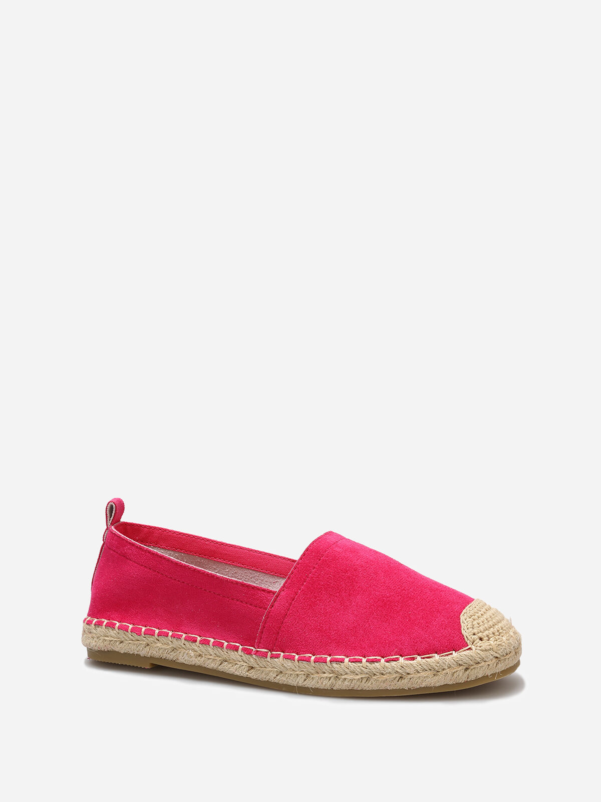 Espadrilles en suédine à bout carré- Rose bonbon
