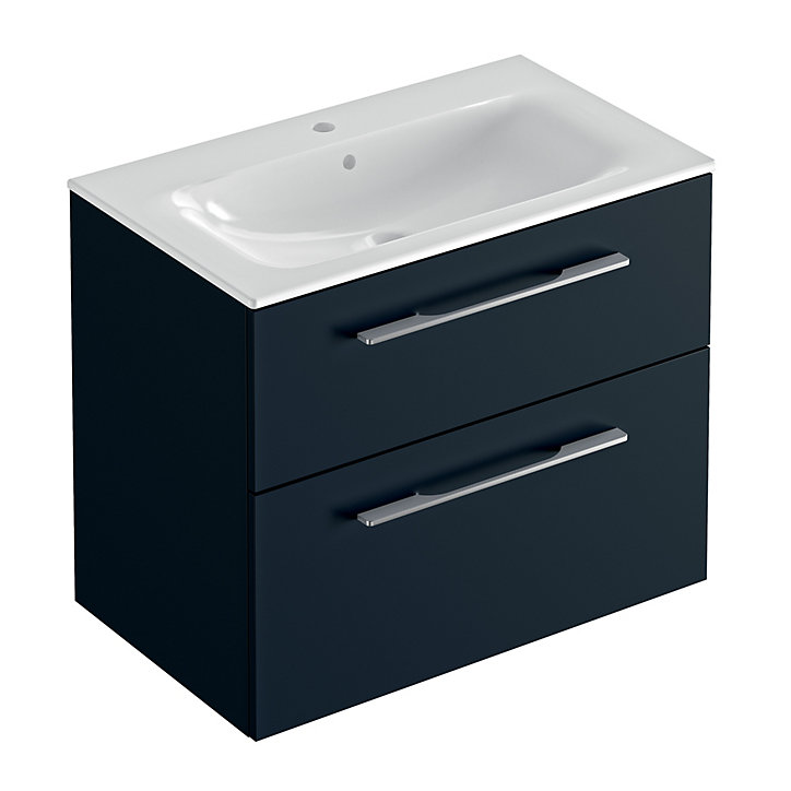 Ensemble meuble sous vasque l.80 cm bleu + vasque céramique Selva Geberit