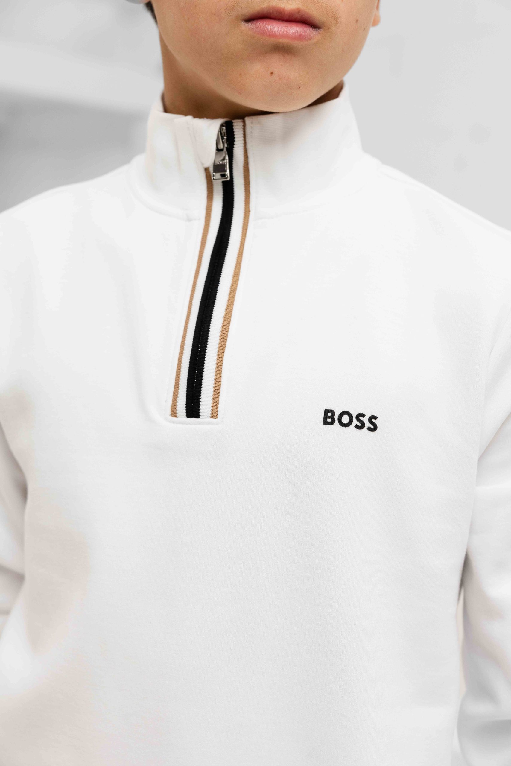 Hugo Boss Half Zip Sweater Kids Wit