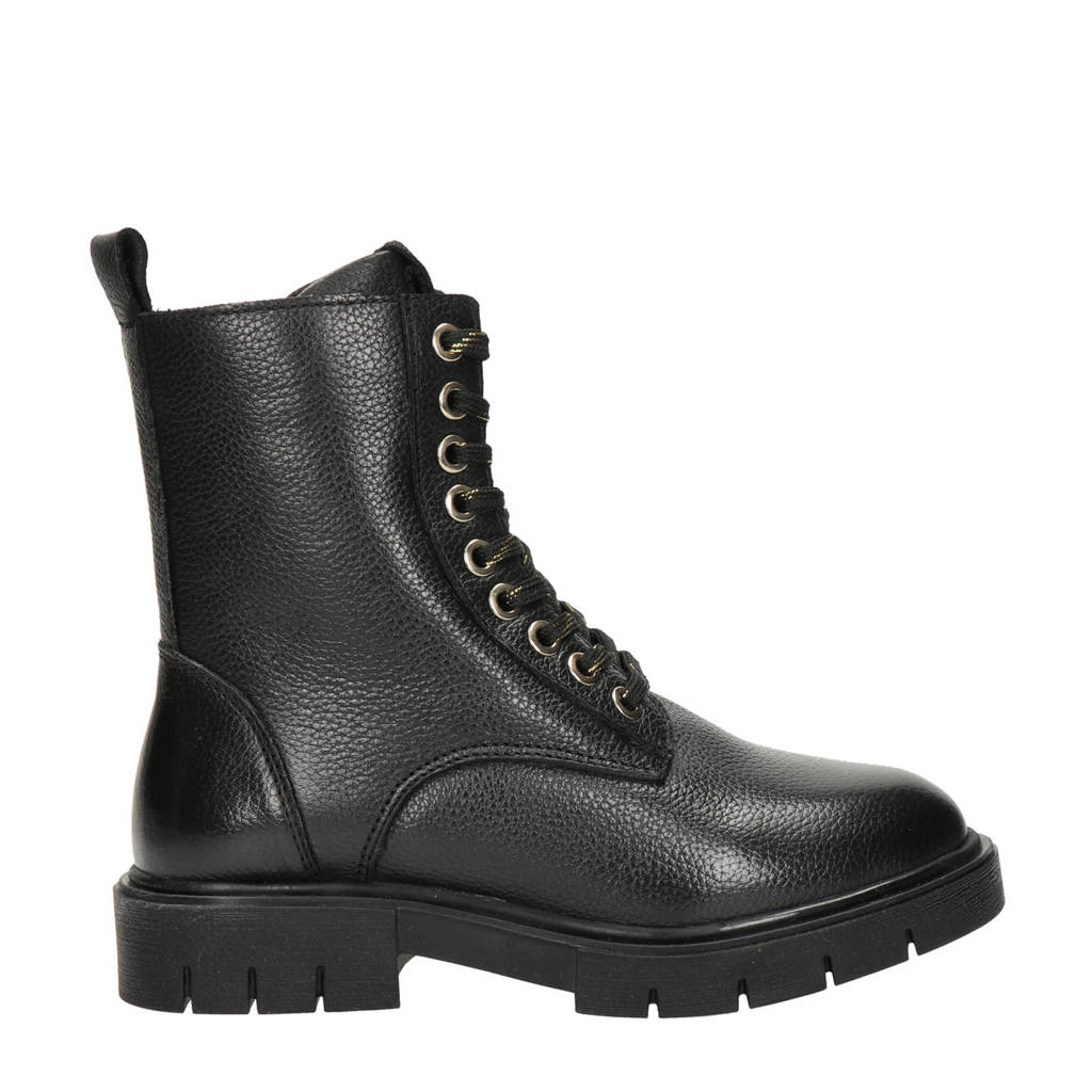 Nelson Kids leren veterboots zwart