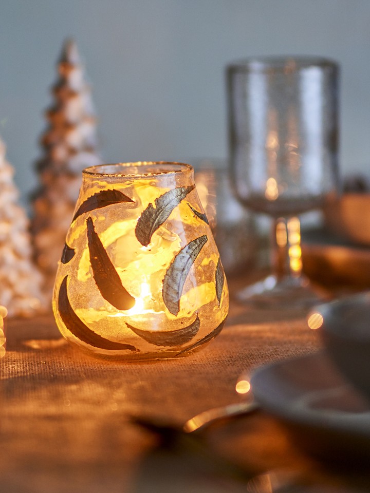Bloomingville - Fidelia Fyrfadsstage - Guld - Genanvendt Glas