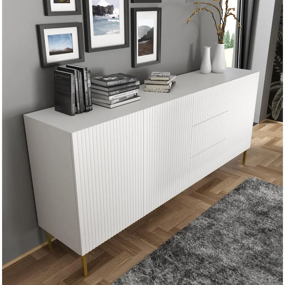 Ravenna B dressoir ladekast 200 3D3S gefreesd MDF folie mat