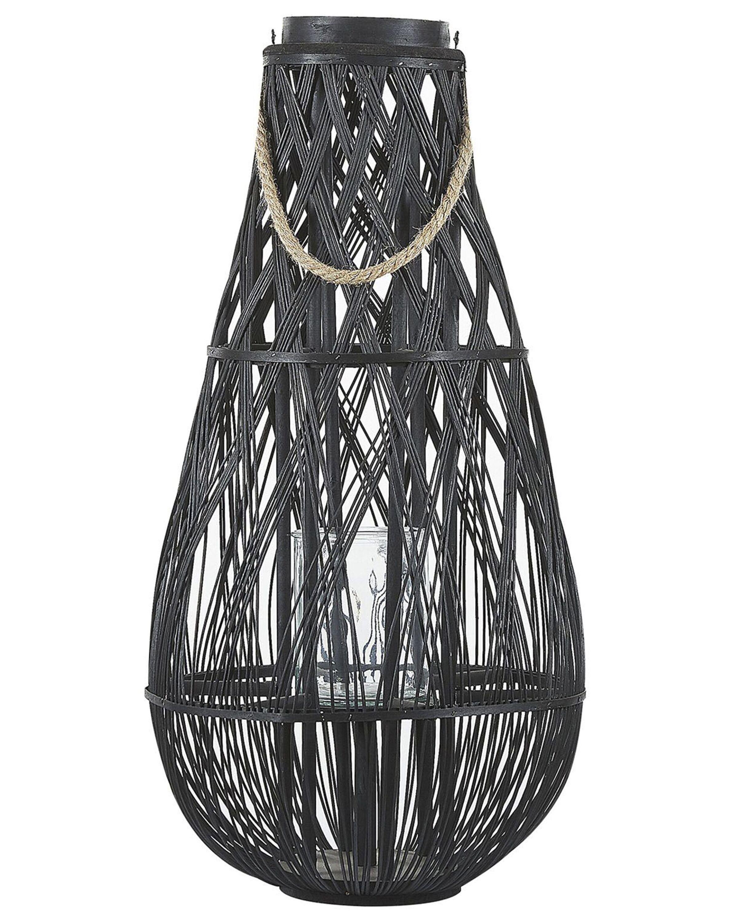 Lantaarn TONGA Bamboehout 77 cm Zwart