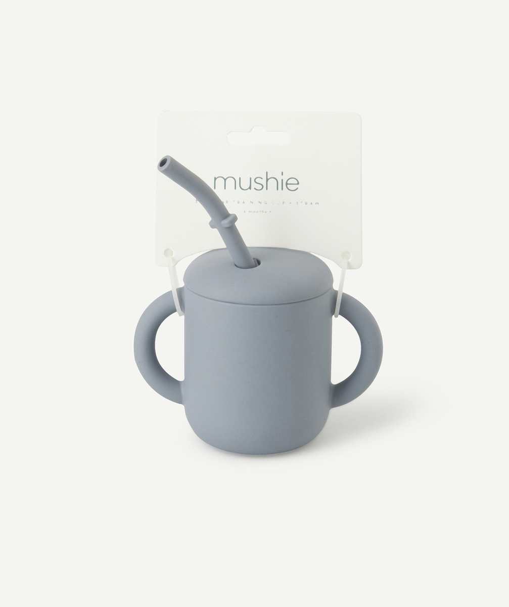 MUSHIETASSE D'APPRENTISSAGE EN SILICONE AVEC PAILLE BLEUE