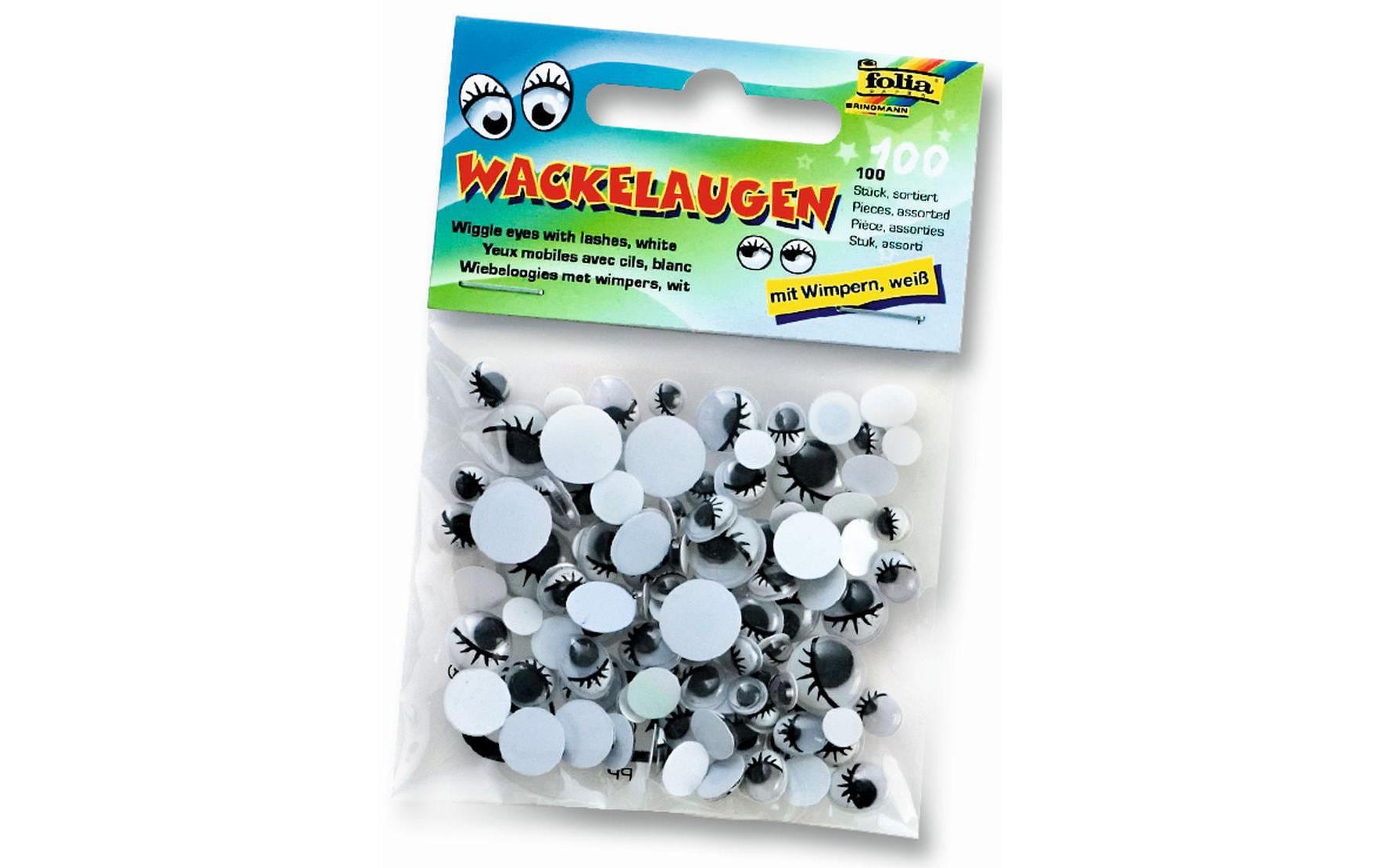 Wackelaugen 100 StückWackelaugen mit beweglicher Pupille und Wimpern