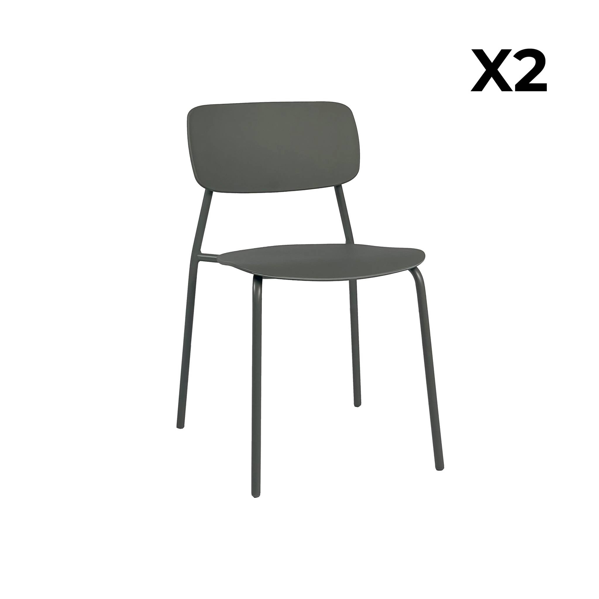 sweeek - Stapelbare tuinstoelen van staal en kunststof (set van 2)