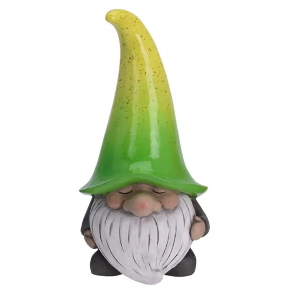 Tuinkabouter gnoom - groene muts - polystone - 23 cm
