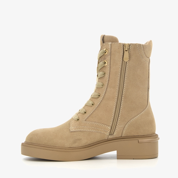 Hush Puppies suede dames veterboots beige
