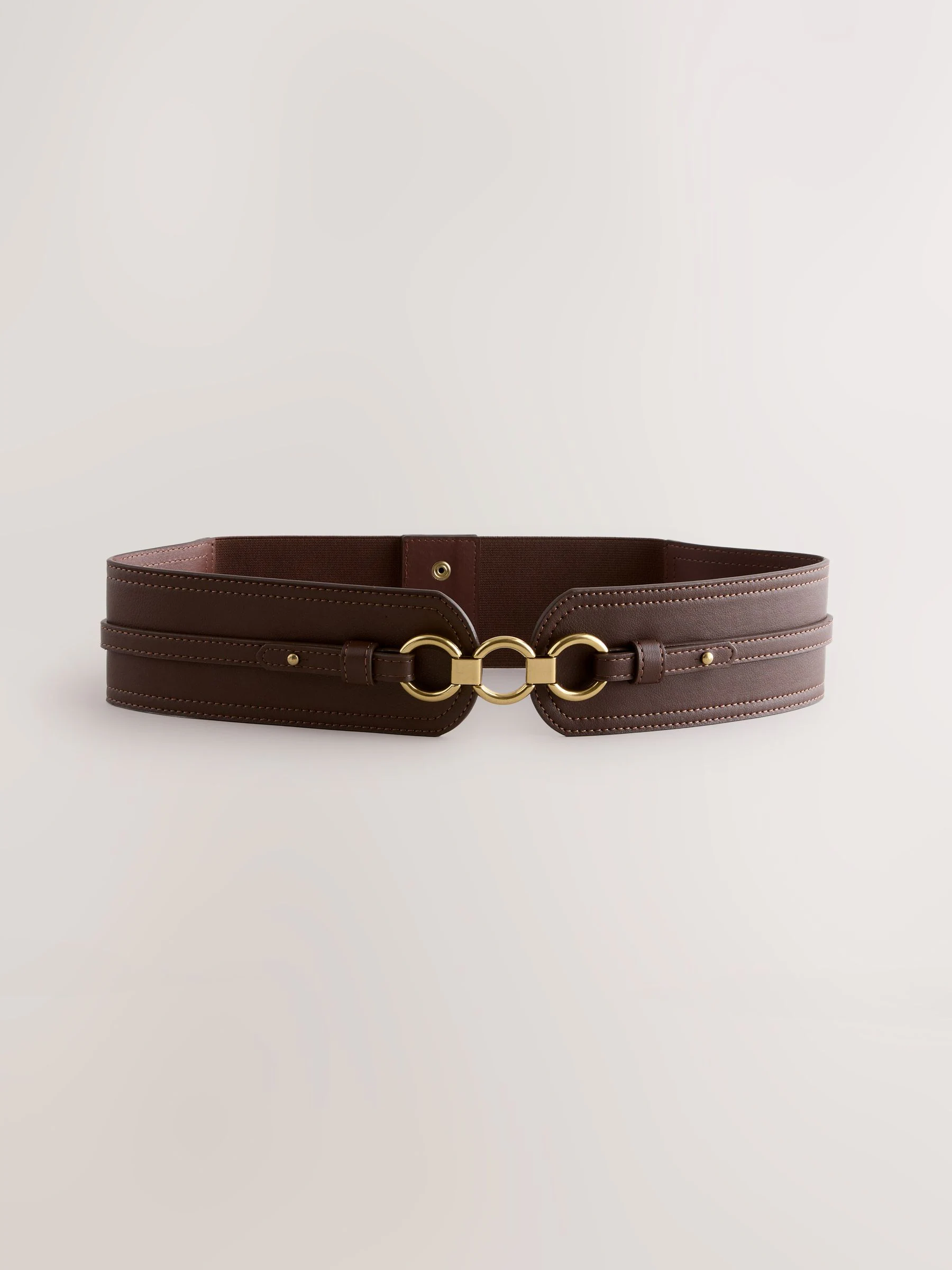 Chocoladebruin - Brede riem in korsetstijl