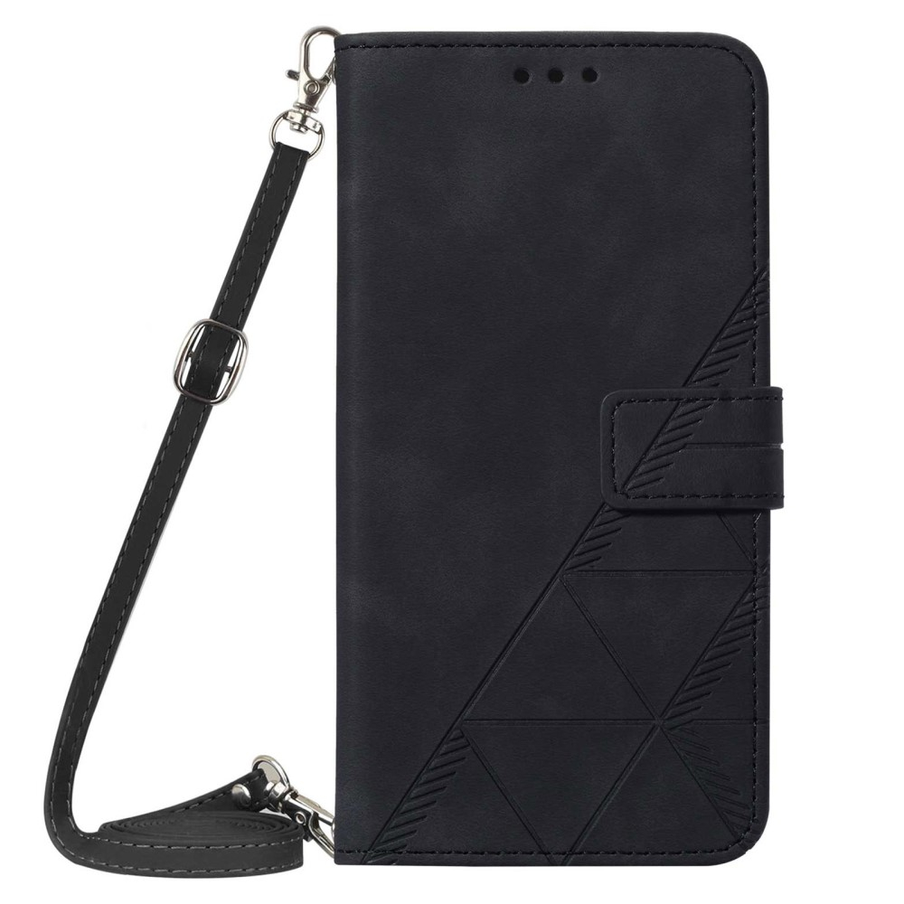 Samsung Galaxy S23 5G Necklace Leder Tasche Flip Cover Geometrisches Imprint Muster - Schwarz