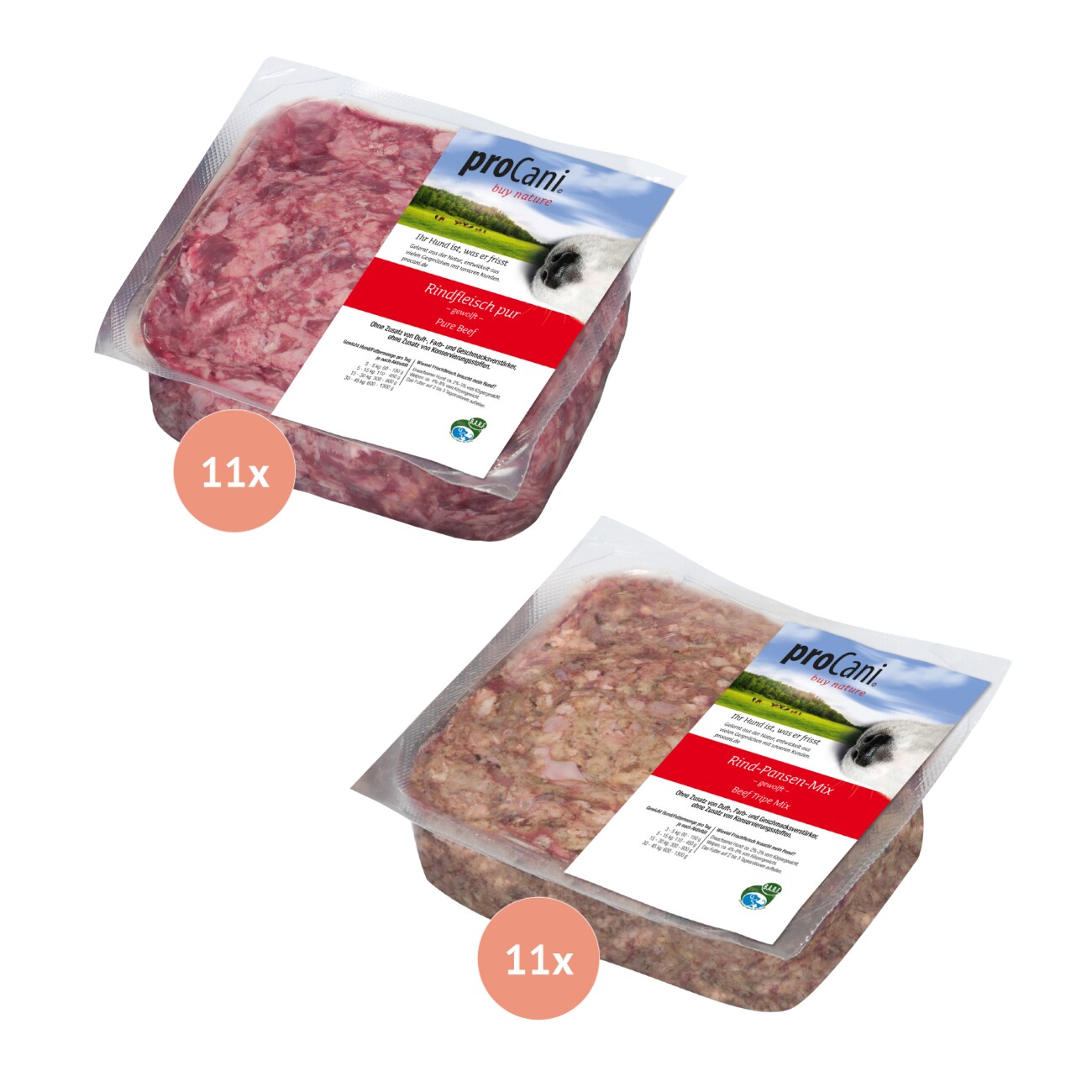 ProCani BARF-Paket pur alles vom Rind 22x500 g