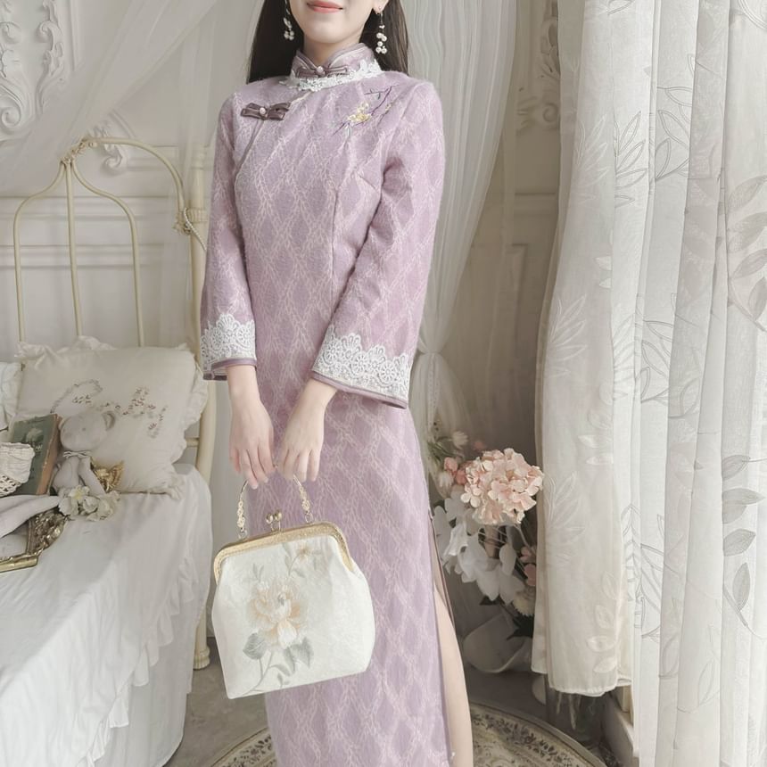 Moregirl - Maxi-shiftjurk met lange mouwen en kanten rand