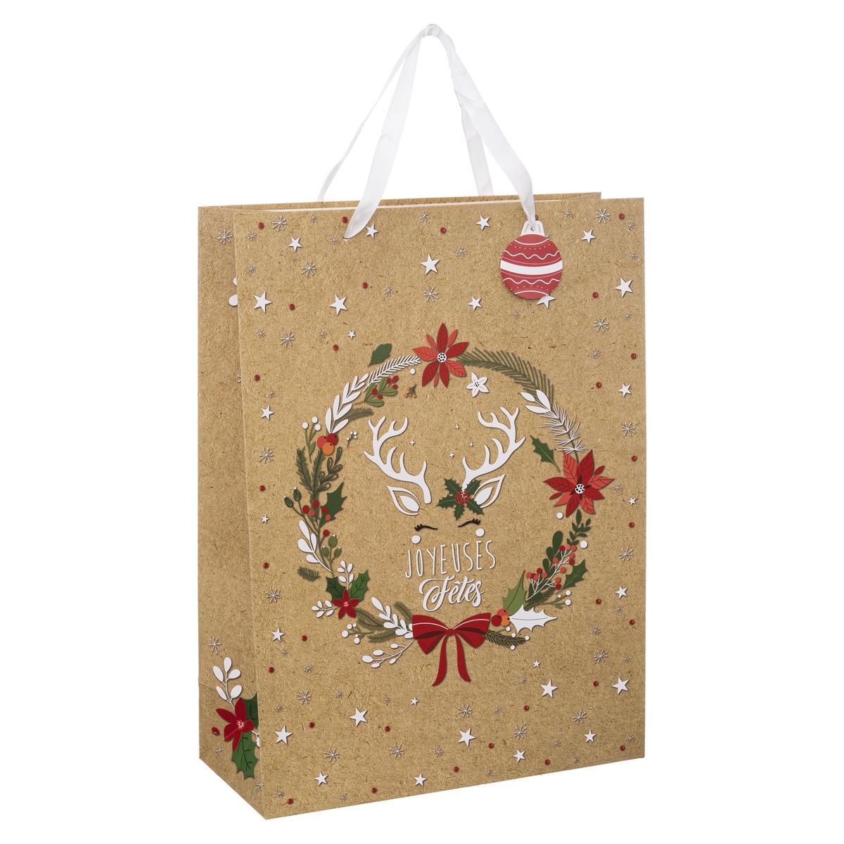 SAC CADEAU NOEL KRAFT D.33X10.2X45.5CM